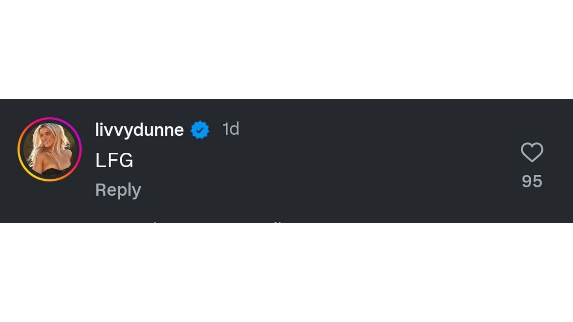 Screenshot of Dunne's comment (Image via: @lsugym)